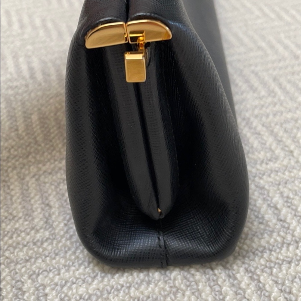PRADA East West Frame Clutch in Black Saffiano and Gold Tone Hardware - Picture 11 of 14